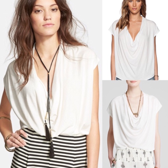 Free People Tops - Free People Fantasy Cowl Neck Tee White size XS